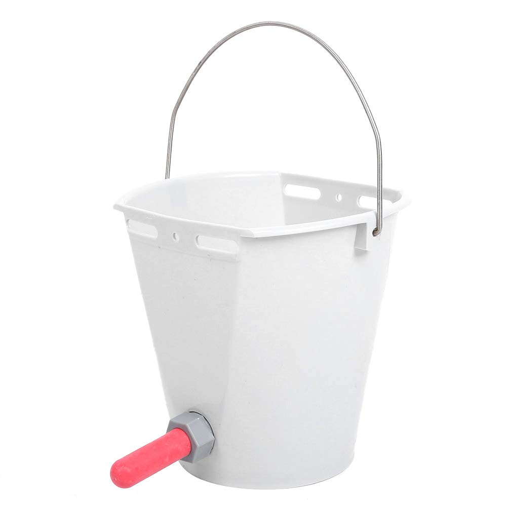 Premium Plastic Calf Milk Feeding Bucket with Measuring Scale & Detachable Nipple (Single Spout) - Ideal for Newborn Lambs, Calves, and Livestock Feeding at Farms or Homesteads