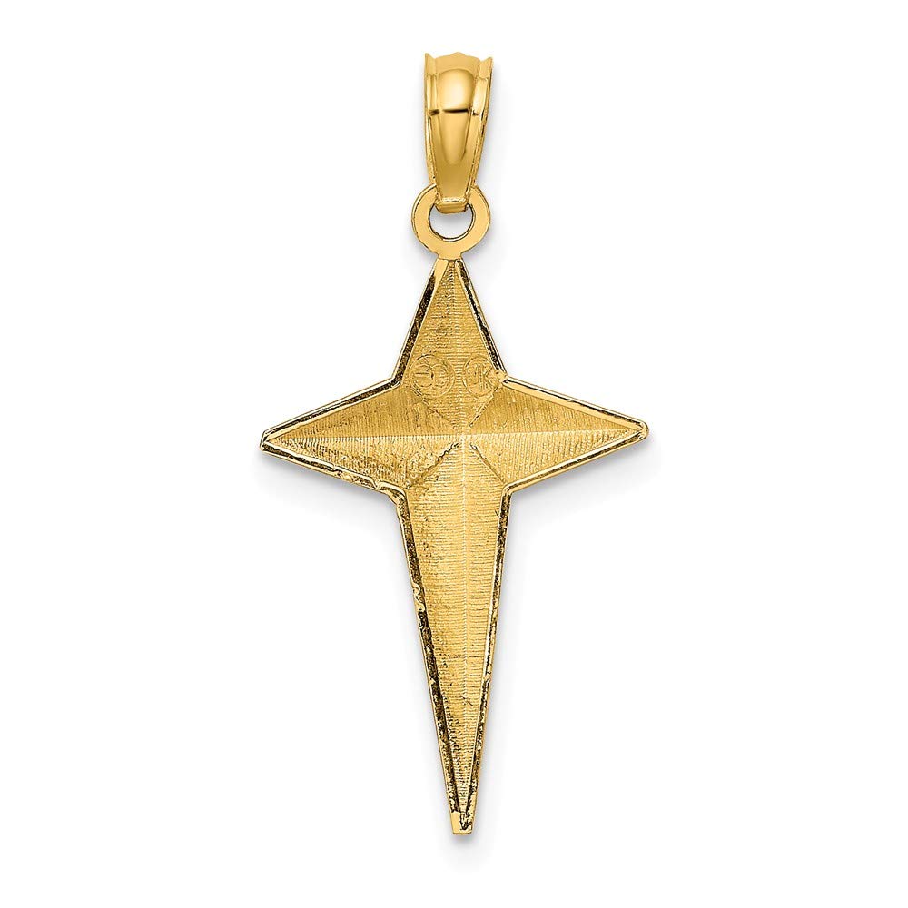 14K Yellow Gold Triangle Tipped Cross Pendant - High Polish 2D Design for Women's Jewelry, Perfect for Gifts, Everyday Wear & Special Occasions