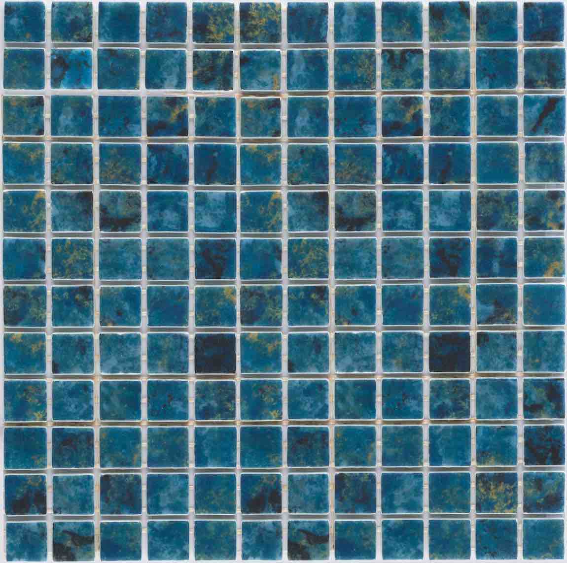 Eco-Friendly Recycled Glass Mosaic Tile - 1x1 Inch Abyssal Blue for Kitchen Backsplash & Bathroom Decor
