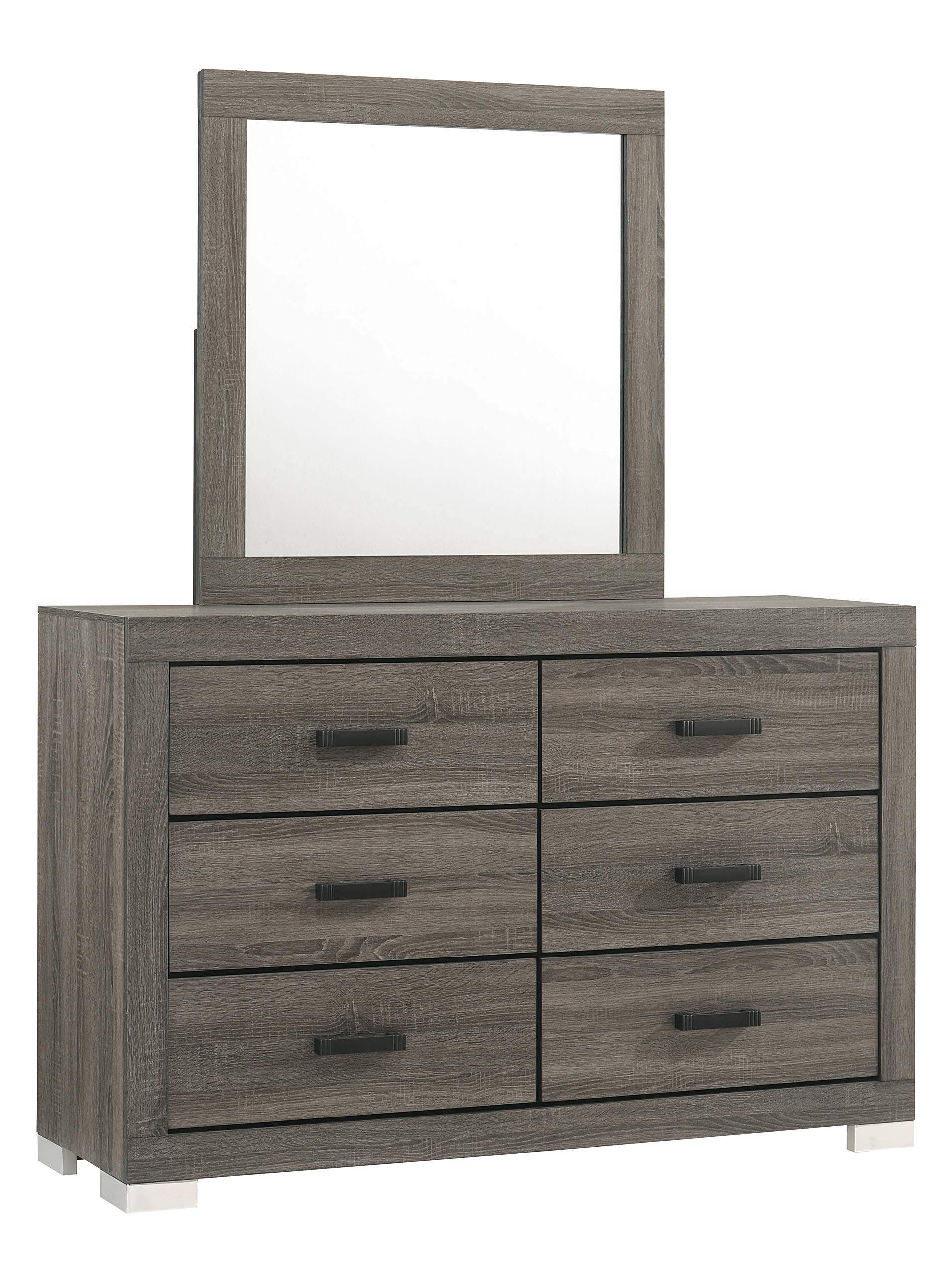 Kings Brand Furniture – Lorain 5-Piece King Size Gray Bedroom Set with Bed, Dresser, Mirror & 2 Nightstands – Modern Bedroom Furniture for Master Suite & Guest Room