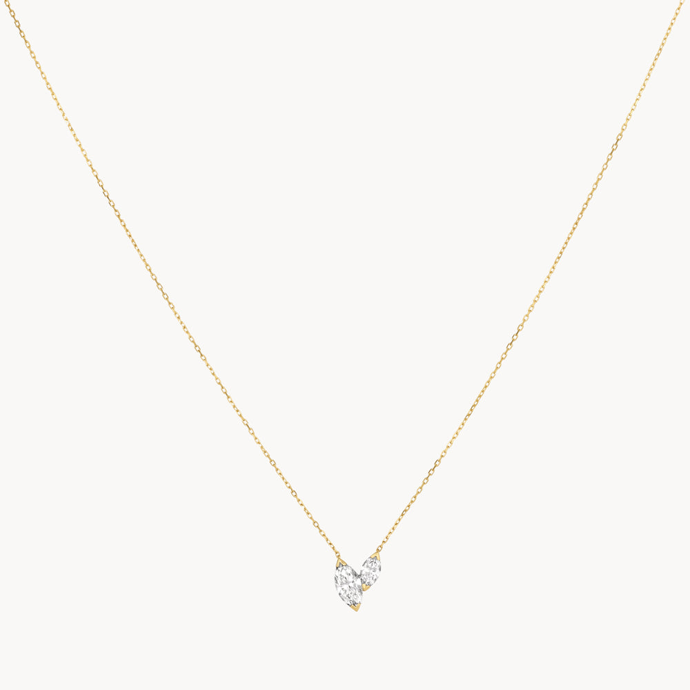 0.70ct Lab Grown Diamond Double Marquise Pendant Necklace in 10k Gold - Perfect for Weddings, Anniversaries & Special Occasions
