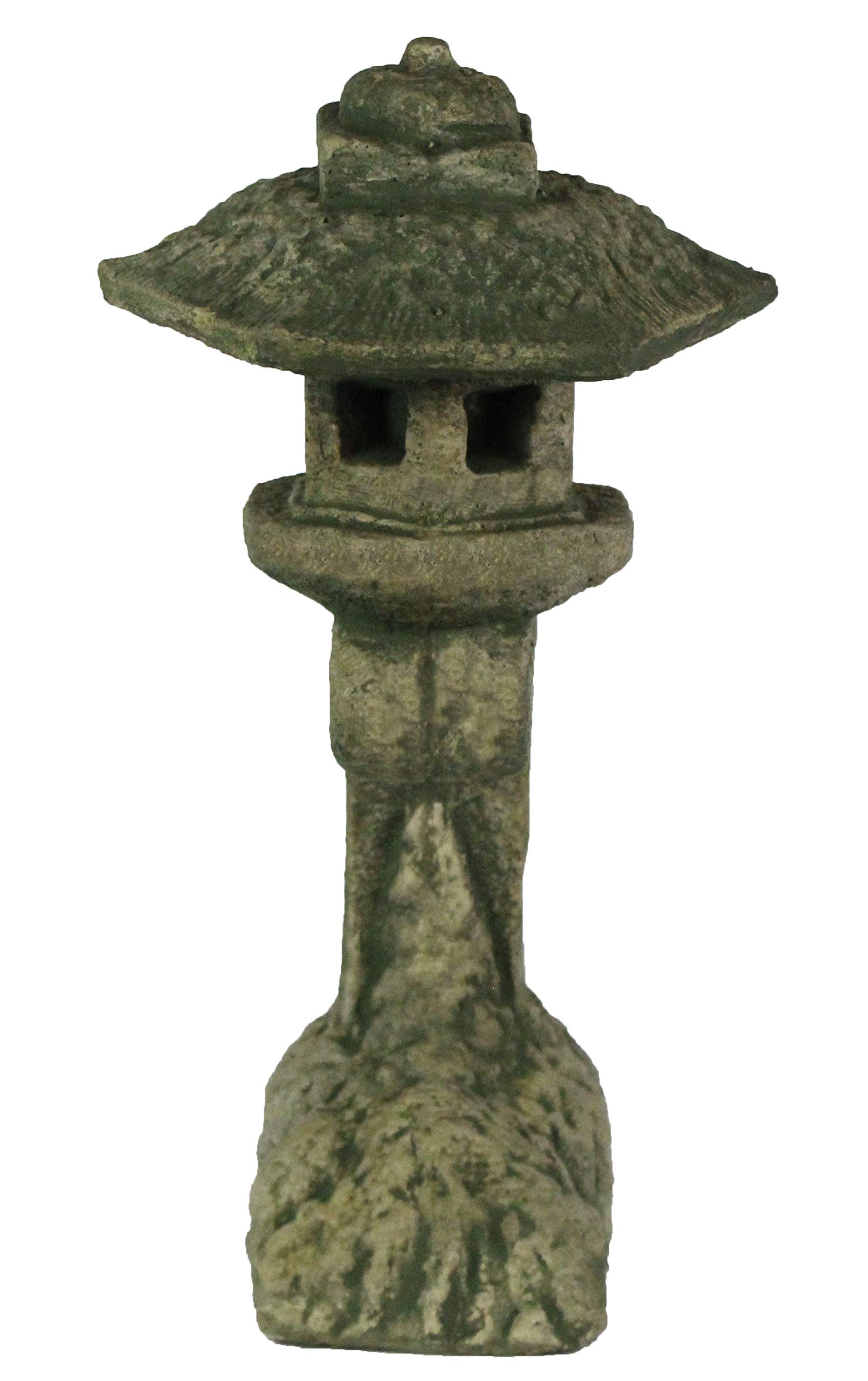 Handmade Curved Pagoda Cement Lantern - Asian Inspired Garden Decor for Outdoor Pathways, Patio & Zen Landscaping
