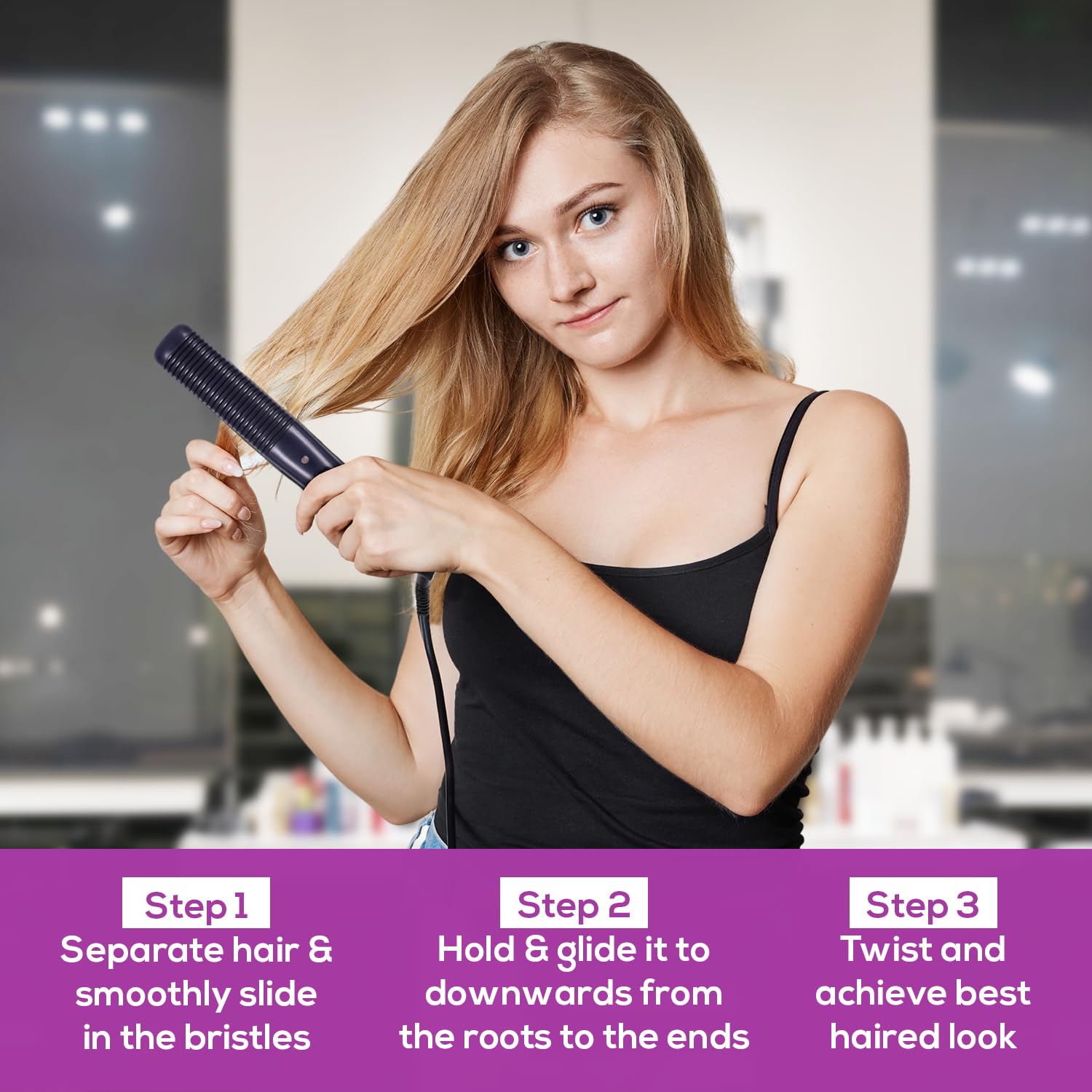 LEV Hair Pro Glider - 2-in-1 Curling & Straightening Iron for All Hair Types | Ionic Silk Flat Iron with Rapid Heat up to 450°F | Perfect for Curly, Fine, Frizzy Hair Styling at Home, Salon & Travel