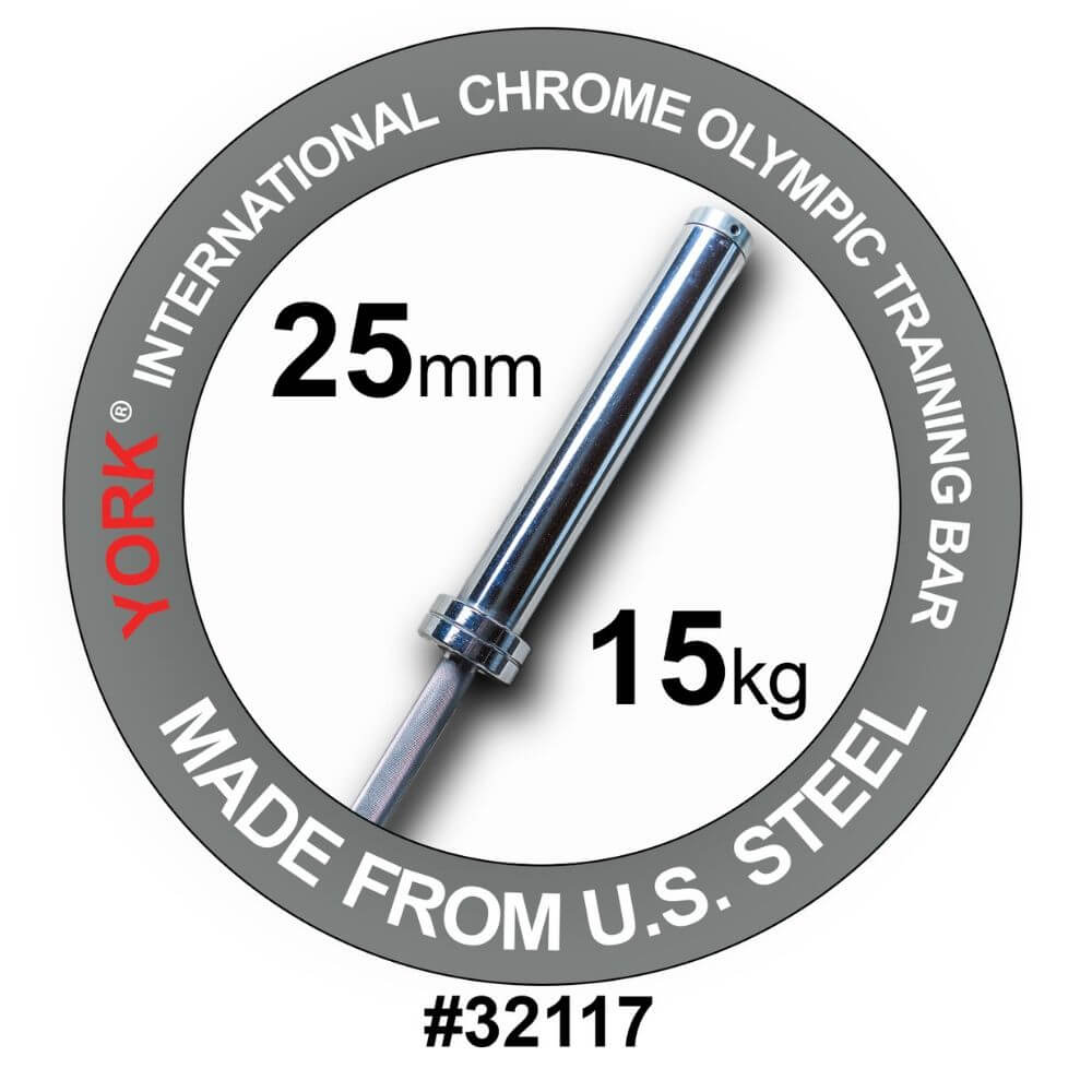 York Barbell International Women's Olympic Weightlifting Bar - 15kg Women's Training Barbell for CrossFit, Powerlifting & Home Gym Workouts - Perfect for Strength Training & Fitness Enthusiasts