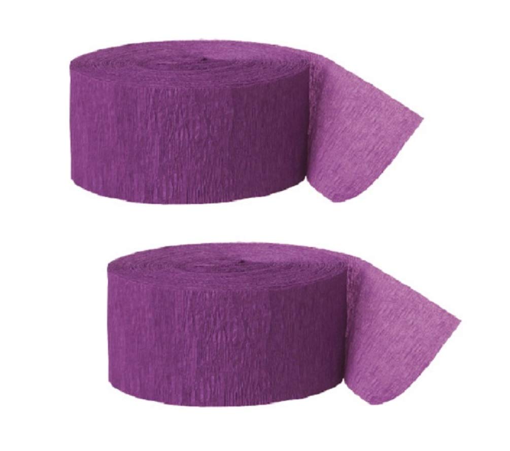81 Feet Unique Purple Crepe Streamers (2-Pack) - Perfect for Birthday Parties, Baby Showers & Holiday Decorations