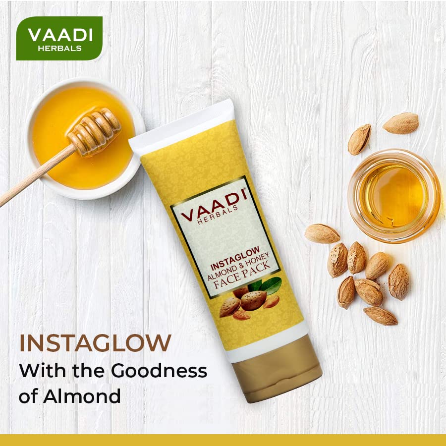 Vaadi Herbals Instaglow Almond and Honey Face Pack - 120g x 2 Pack - Brightening & Hydrating Facial Mask for Glowing Skin - Perfect for Daily Skincare Routine & Spa Nights