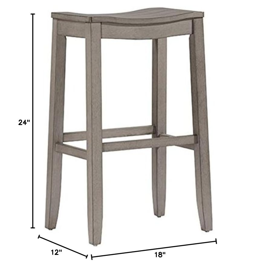 Home Square 24 Inch Counter Height Bar Stools Set of 2 - Rustic Aged Gray Finish - Perfect for Kitchen Island, Breakfast Bar & Home Dining Decor