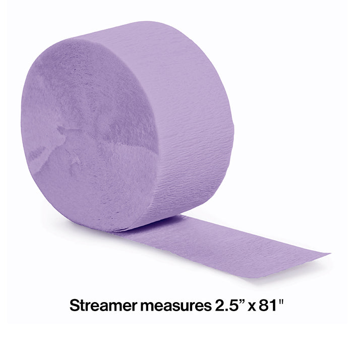12-Piece Bulk Luscious Lavender Crepe Streamer - 81 Feet Long for Party Decorations, Wedding Backdrops & Event Garlands