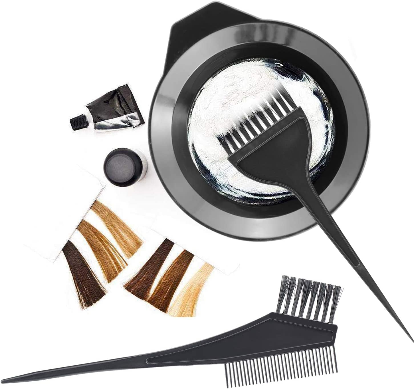 DHANABAPA Professional Hair Dye Brush & Mixing Bowl Kit - Salon-Grade Hair Coloring Tools for Home, Spa & Salon Use - Perfect for DIY Hair Treatment, Highlights & Root Touch-Ups (Black)