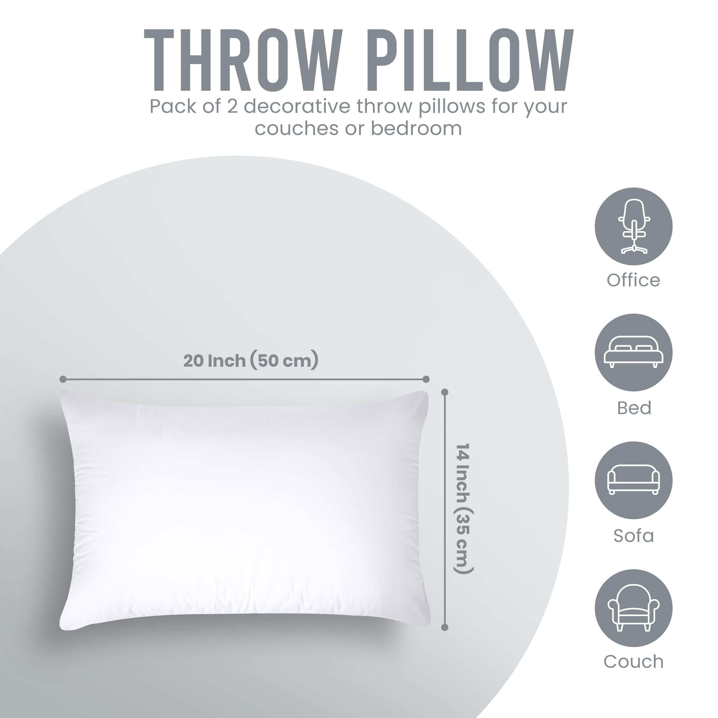 Utopia Bedding 14x20 Inches Throw Pillow Inserts (Pack of 2, White) - Soft Decorative Couch & Bed Pillows for Living Room, Bedroom - Perfect for Home Decor, Accent Pillows, Sofa Styling