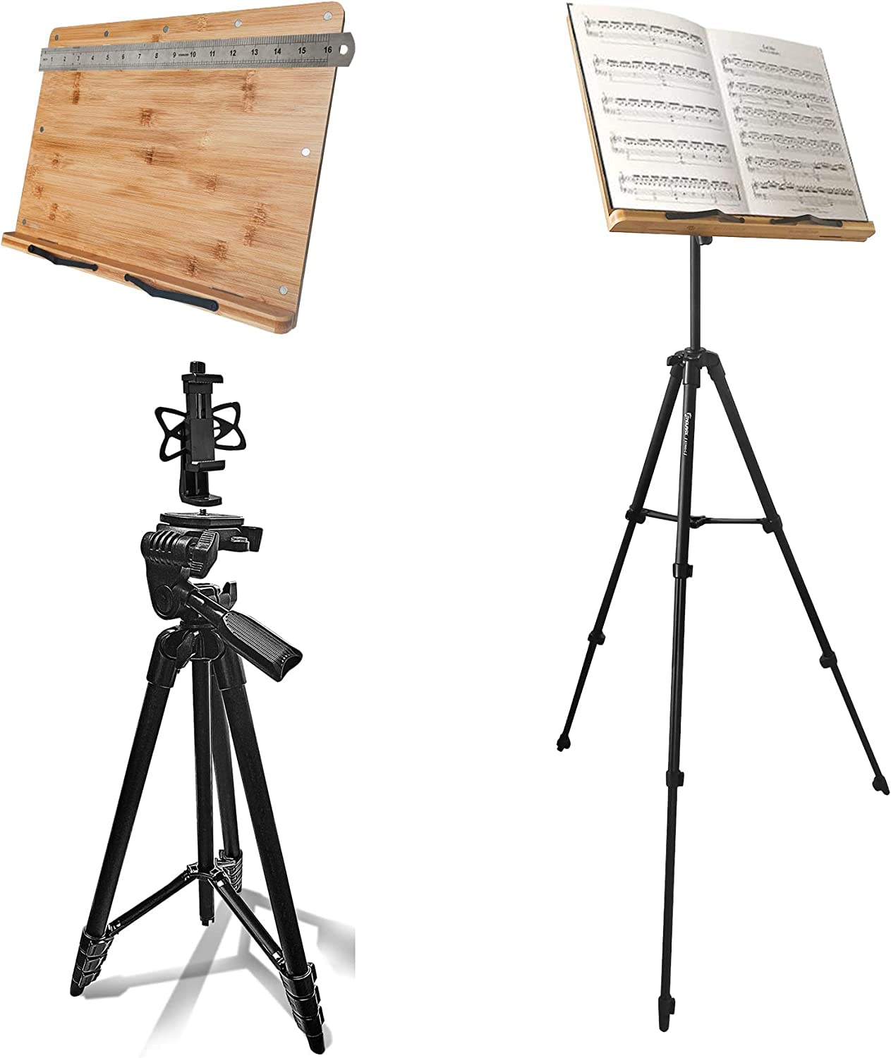 Premium 3-in-1 Adjustable Music Stand & Camera Tripod - 16