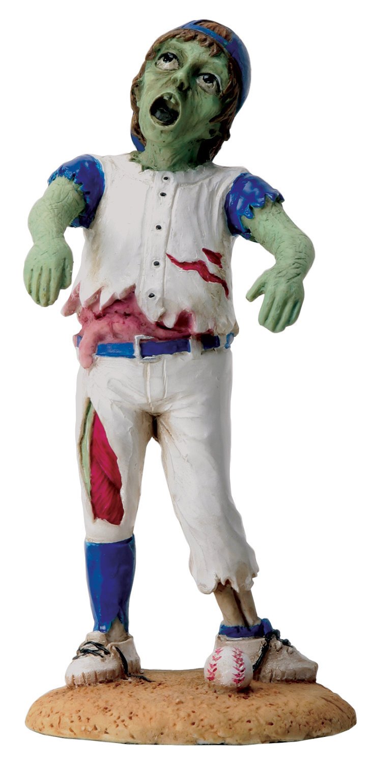 YTC Uniformed Baseball Pitcher Zombie Kid Figurine - 6 Inch Collectible Statue for Sports Fans & Horror Enthusiasts - Perfect for Shelf Display, Baseball Decor, and Halloween Collections