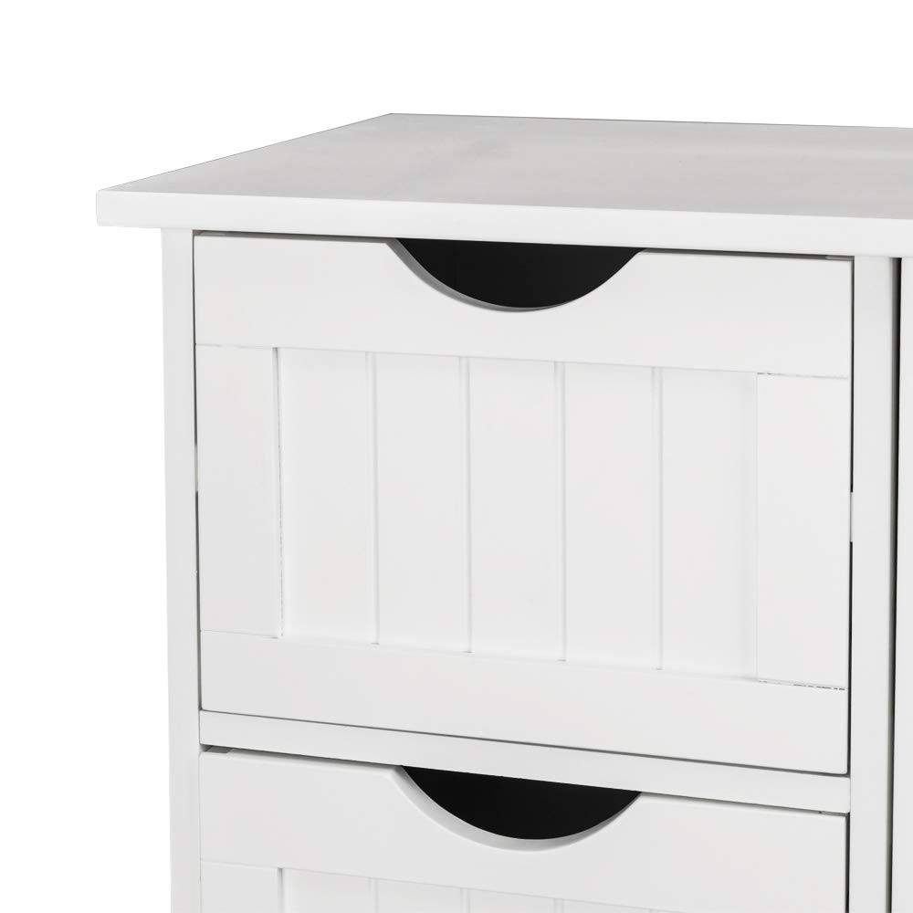 White 4-Drawer Wooden Bathroom Storage Cabinet Organizer - Space-Saving Vanity Organizer for Makeup, Toiletries & Towels - Perfect for Bathroom, Bedroom & Office Organization