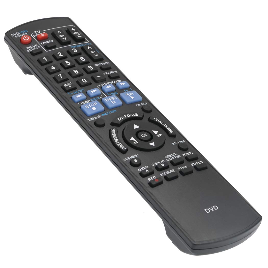 Panasonic DVD Recorder Remote Replacement for DMR-EZ485V, DMR-EZ48, DMR-EZ485, DMR-EZ48V, DMR-EZ485VK, DMR-EZ48VK, DMR-EZ37V - Perfect for Home Entertainment Systems & Media Centers