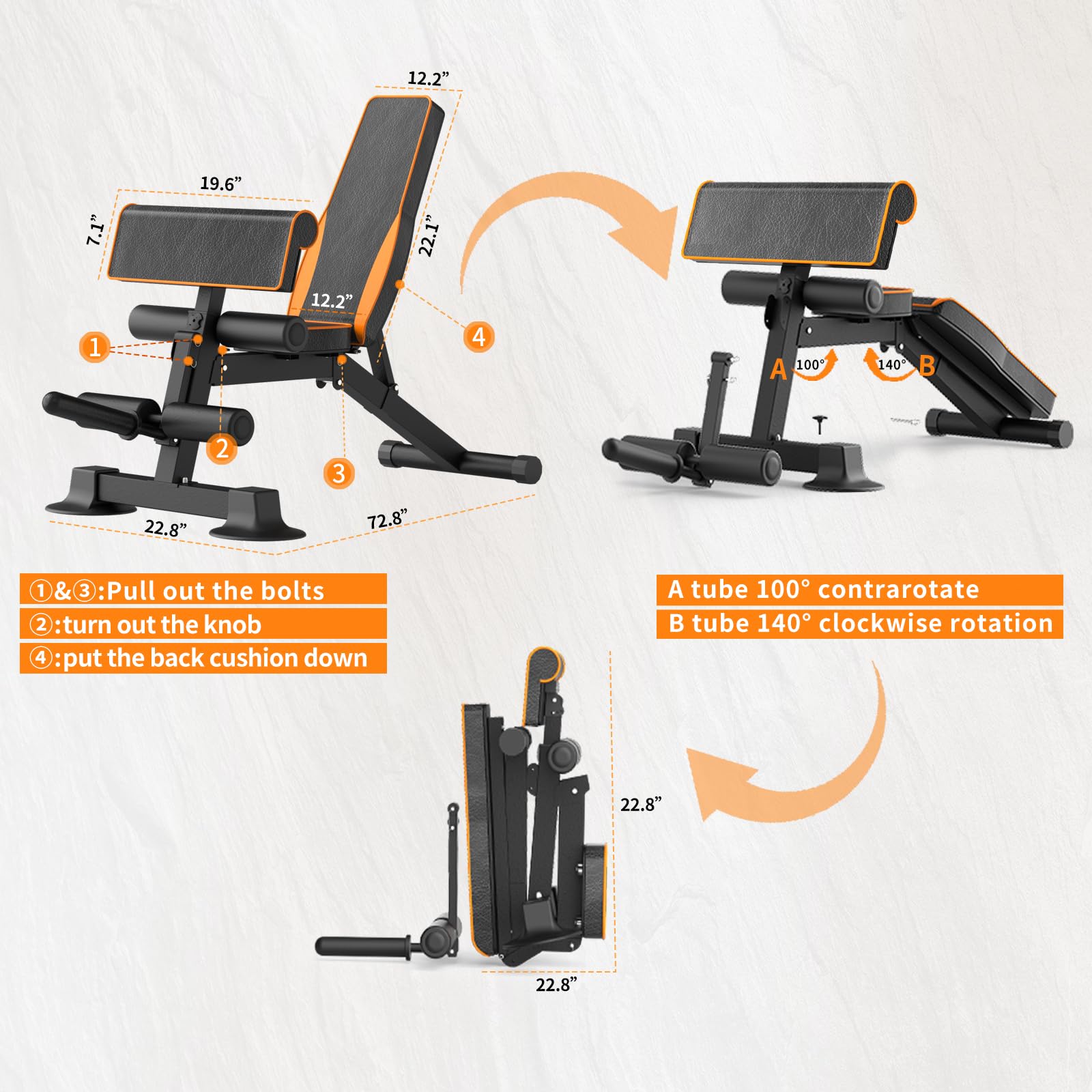 **Adjustable Weight Bench for Home Gym - 660LBS Capacity, Multi-Function Preacher Curl & Leg Extension/Curl Machine, Foldable Design - Perfect for Strength Training & Full-Body Workouts**