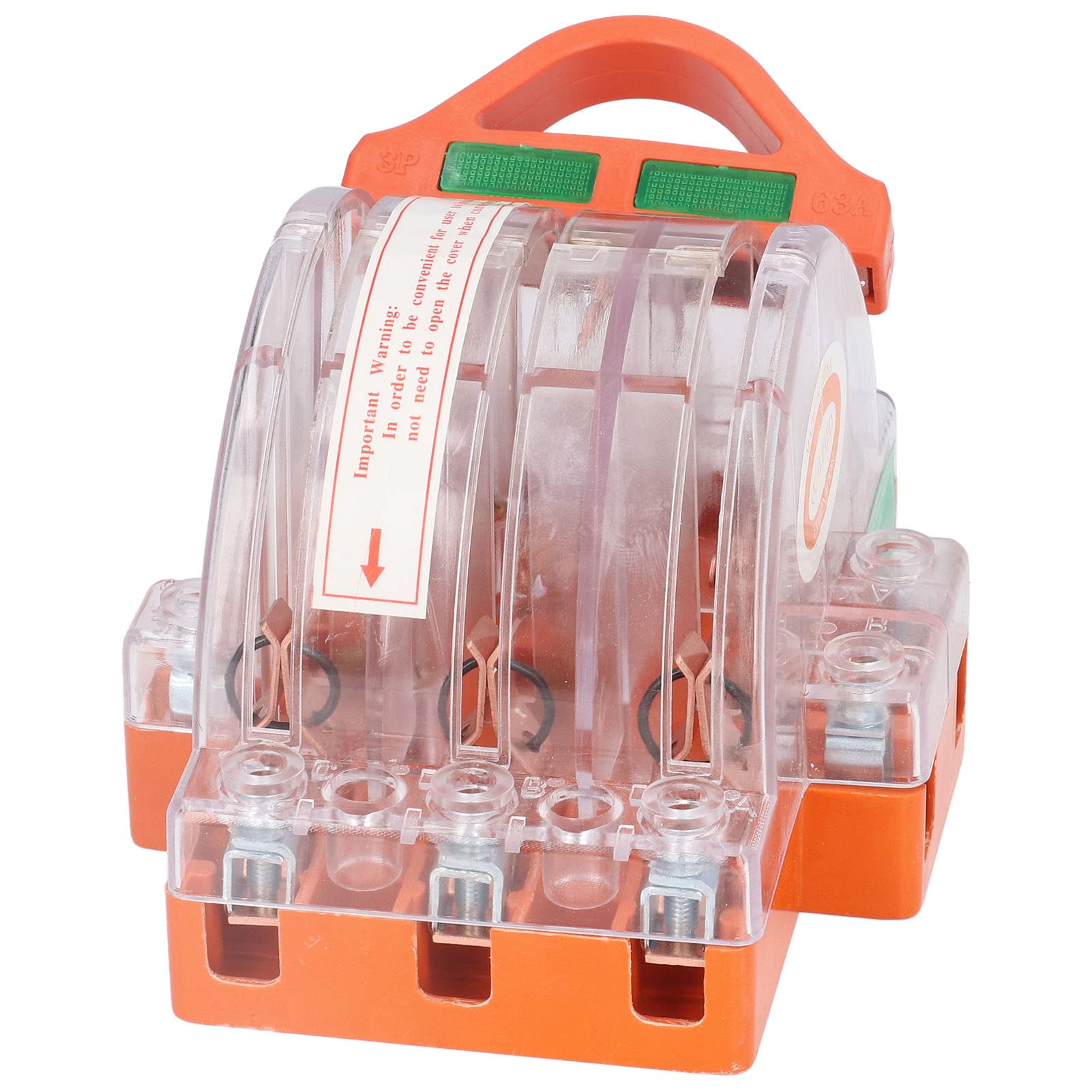 63A AC380V 3 Pole Disconnect Knife Switch with LED Indicator - Transparent Safety Switch for Generator & Power Supply Control - Industrial Electrical Safety Equipment for Power Distribution & Emergency Shutoff