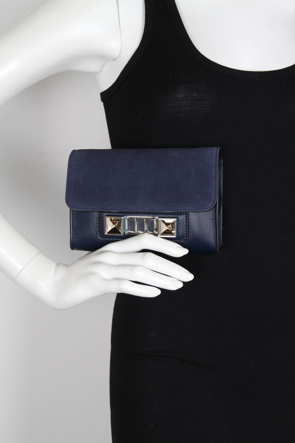 PS11 WOS Suede & Grain Leather Handbag in Indigo Blue - Stylish Crossbody Bag for Women, Perfect for Work, Travel & Evening Out