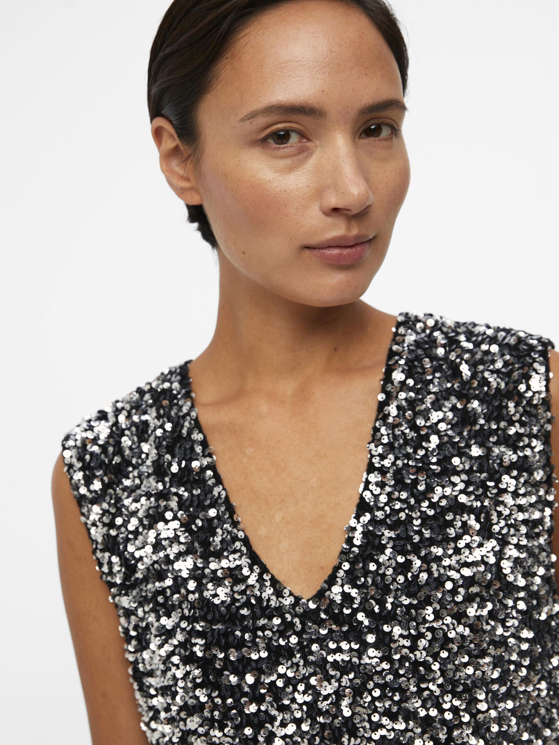 JINNE Sequin Top with Magnetic Closure - Sparkly Party Shirt for Women, Night Out, Clubwear, and Special Occasions