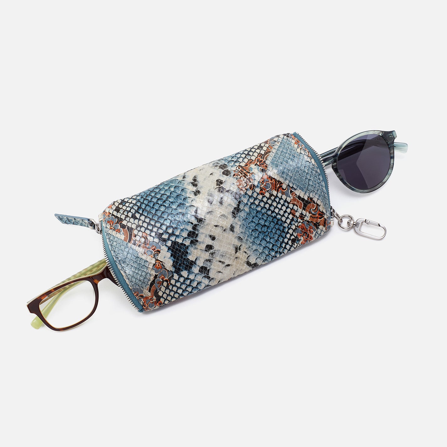 Premium Printed Leather Spark Double Eyeglass Case - Blue Tempest Design | Durable Eyewear Storage for Travel, Work & Everyday Use