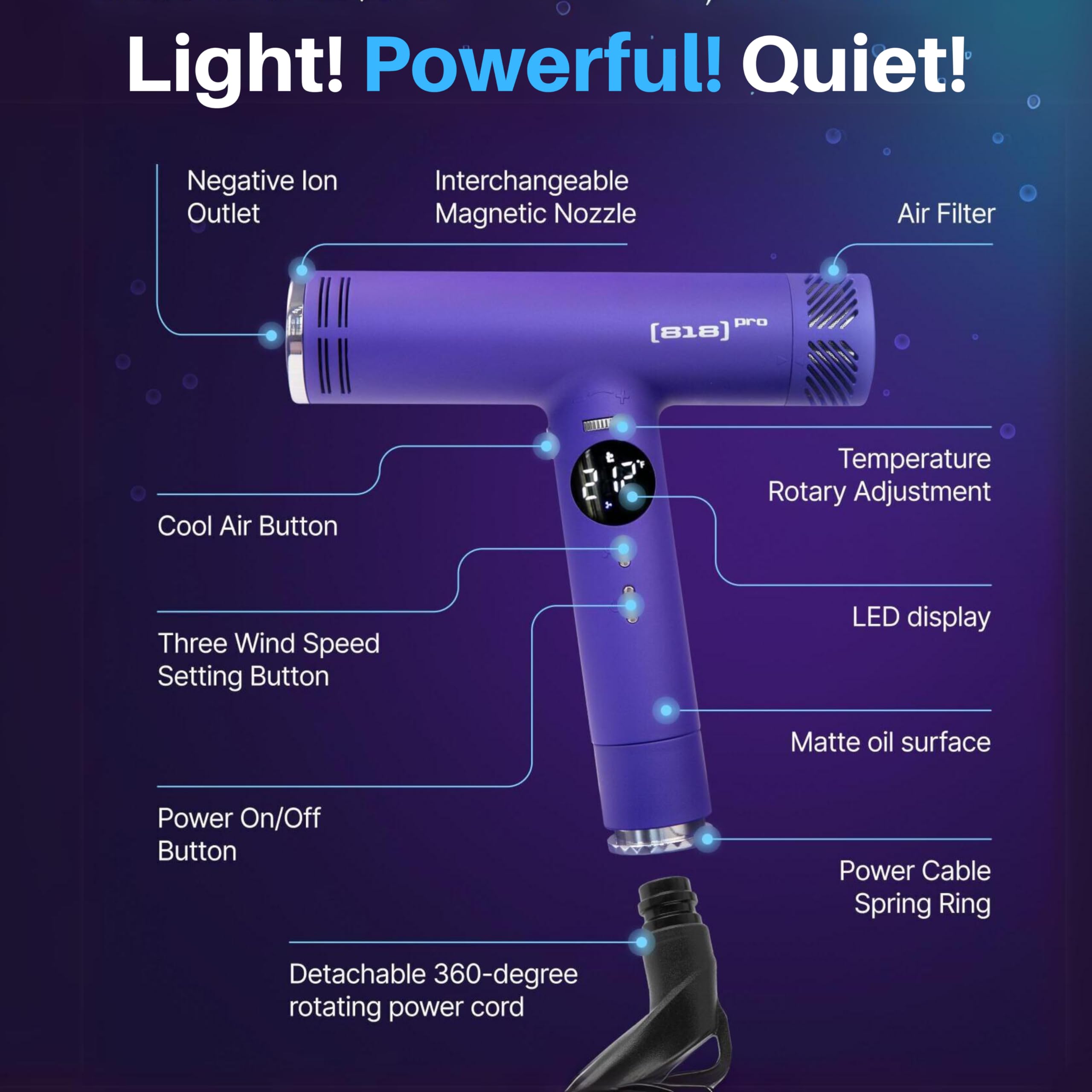 Professional 818 Pro Salon Hair Dryer & Straightener Set - 110,000 RPM High-Speed Ionic Blow Dryer with Diffuser & Titanium 2-in-1 Straightener/Curler - 9ft Detachable Cord for Home & Salon Use - Perfect for Styling, Smoothing & Volumizing Hair