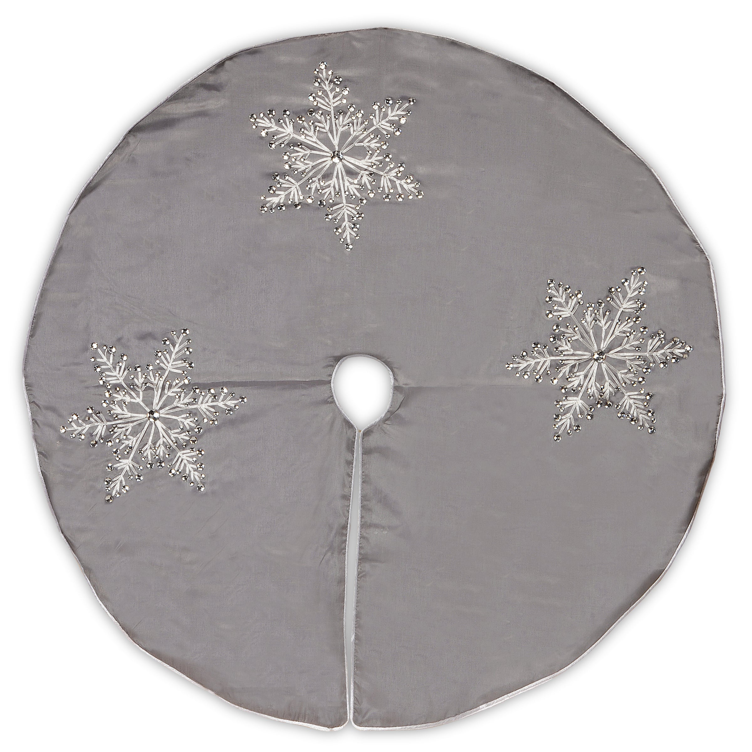 42 Inch Snowflake Christmas Tree Skirt - Festive Holiday Decor for Xmas Tree Base Cover - Perfect for Living Room, Bedroom, and Holiday Party Decorations