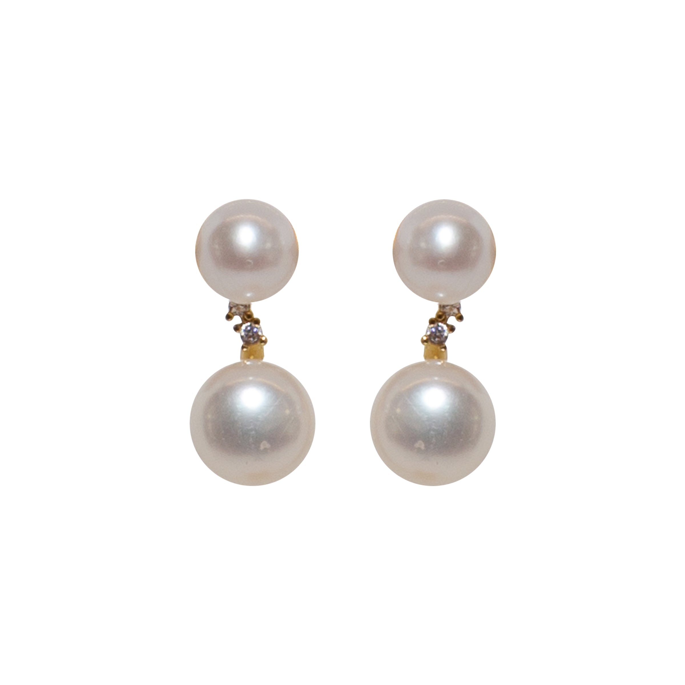 Elegant Duet Pearl Drop Earrings for Women - 14K Gold Plated Dangle Earrings - Perfect for Weddings, Parties & Special Occasions