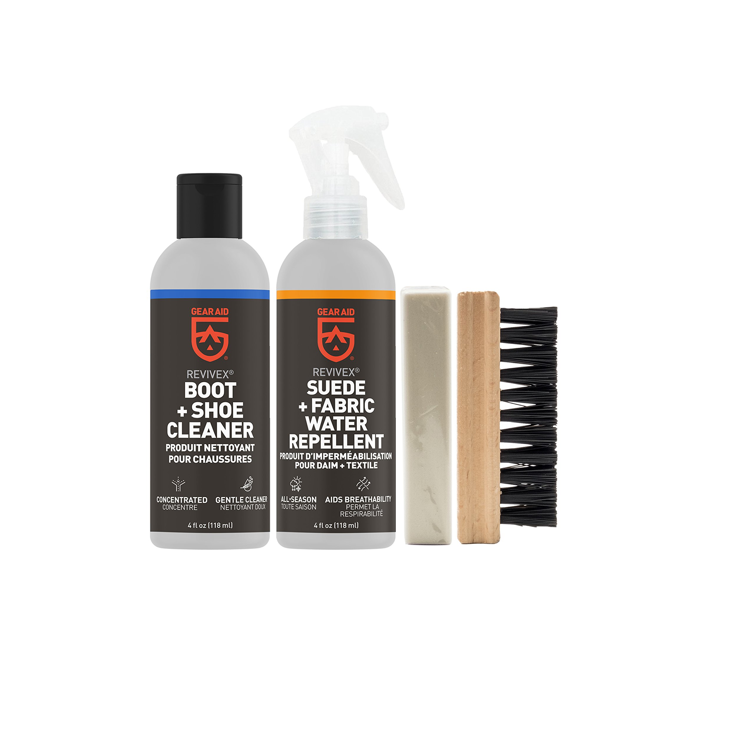 GEAR AID Revivex Suede Boot Cleaner & Conditioner Kit - Waterproofing Treatment for Hiking, Work Boots & Gore-Tex Footwear | Restores & Protects Leather & Suede | Ideal for Outdoor Adventures & Daily Wear
