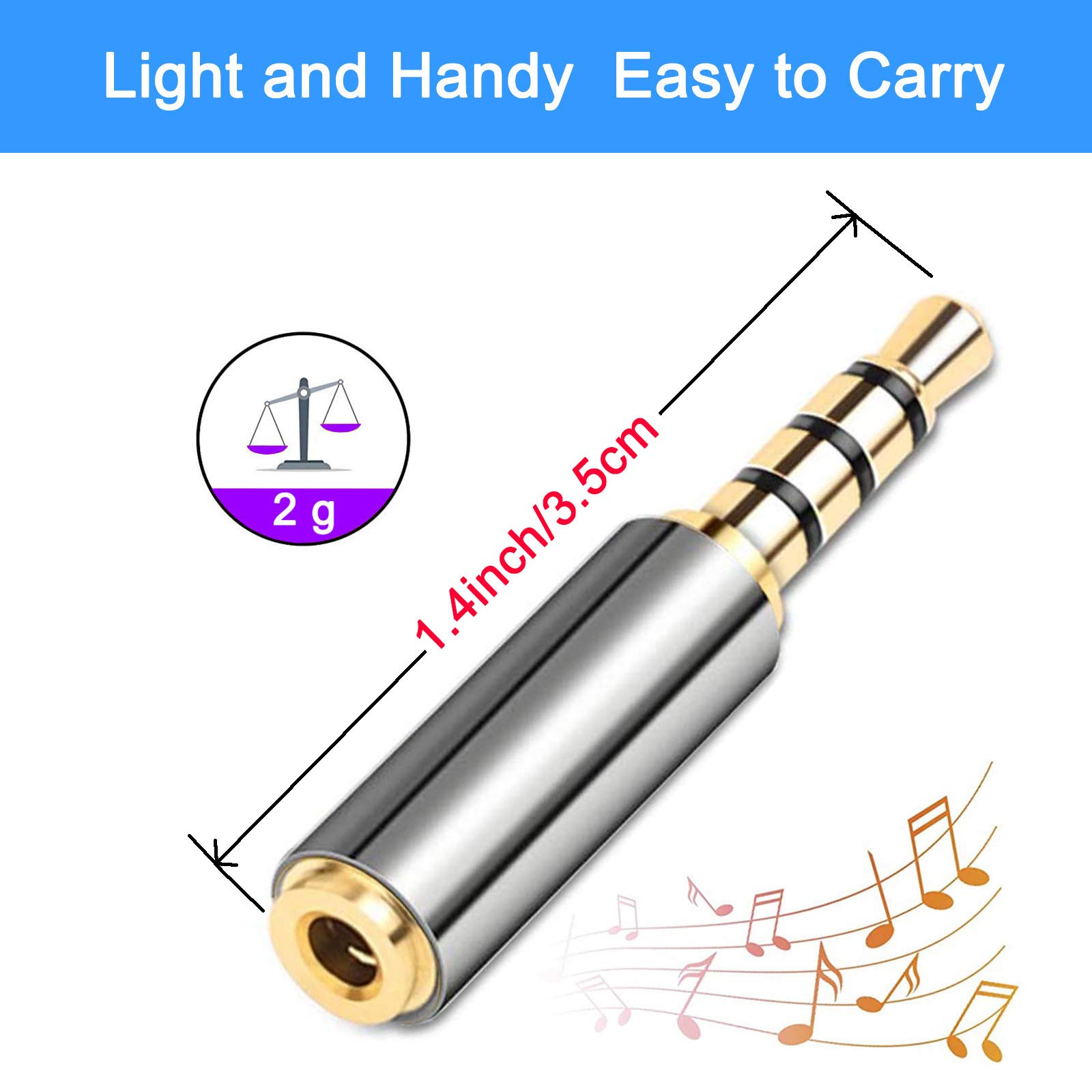 4 Pack Gold Plated 3.5mm Male to 2.5mm Female Stereo Audio Adapter - Metal Shell Headphone Jack Converter for Headset, Earphones, Microphones - Perfect for DJ Equipment, Recording Studio & Home Audio Systems
