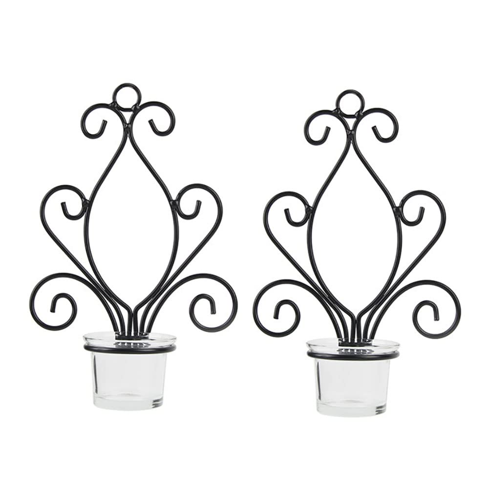Alnicov 2-Pack Decorative Iron Wall Candle Holders - Vintage Tea Light & Pillar Candle Sconces for Home Decor, Living Room, Wedding, Party (Perfect for Romantic Ambiance & Holiday Decorations)