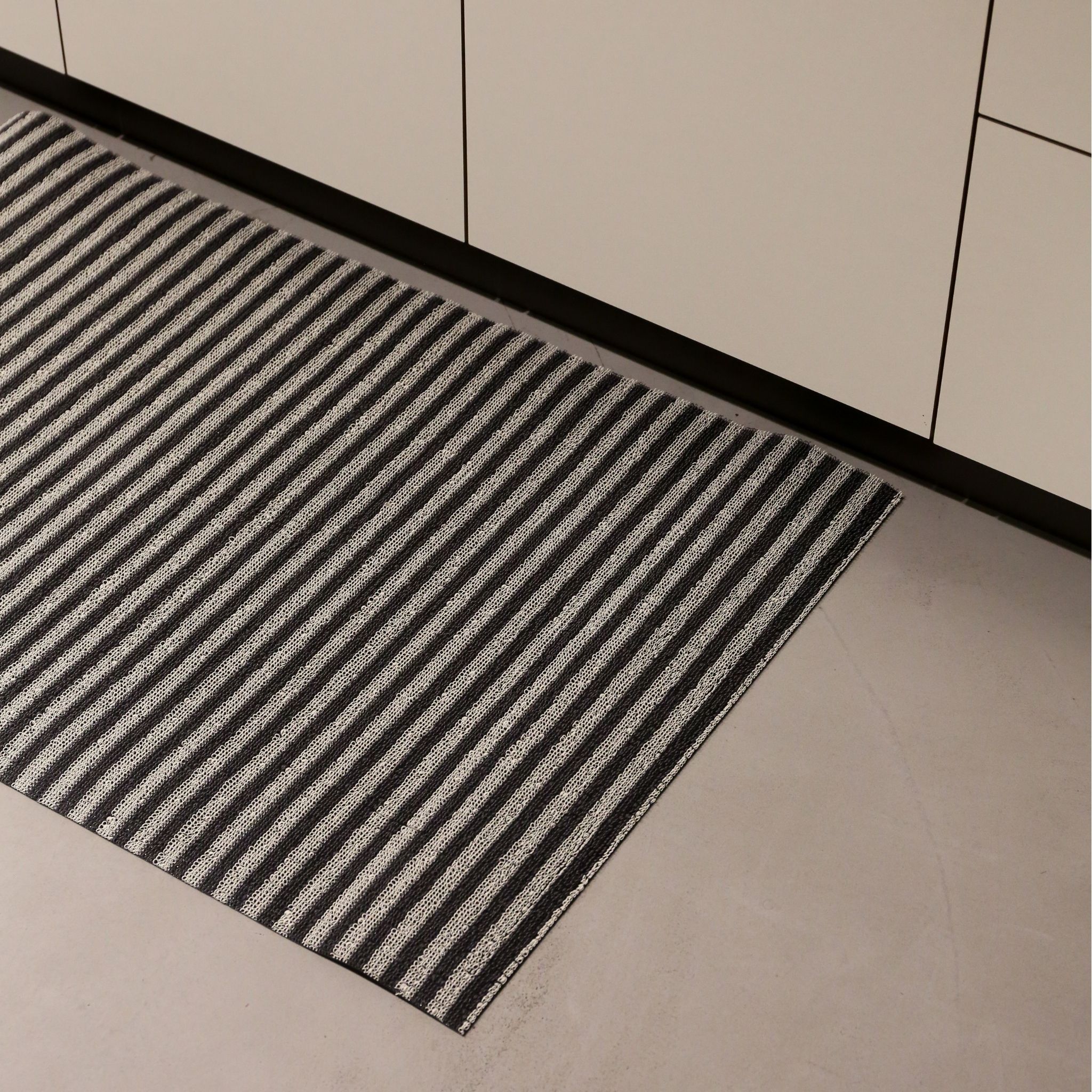 CHILEWICH Utility Door Mat - Shaggy In/Out Mat for Indoor & Outdoor Use, Breton Stripe/Gravel Design, 24x36 Inches - Perfect for Entryway, Patio, and Mudroom