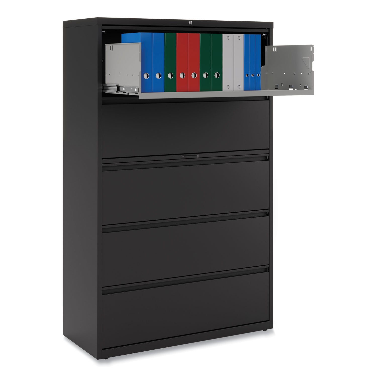 Alera® 5-Drawer Lateral File Cabinet - Legal/Letter/A4/A5 Size - Black - 42