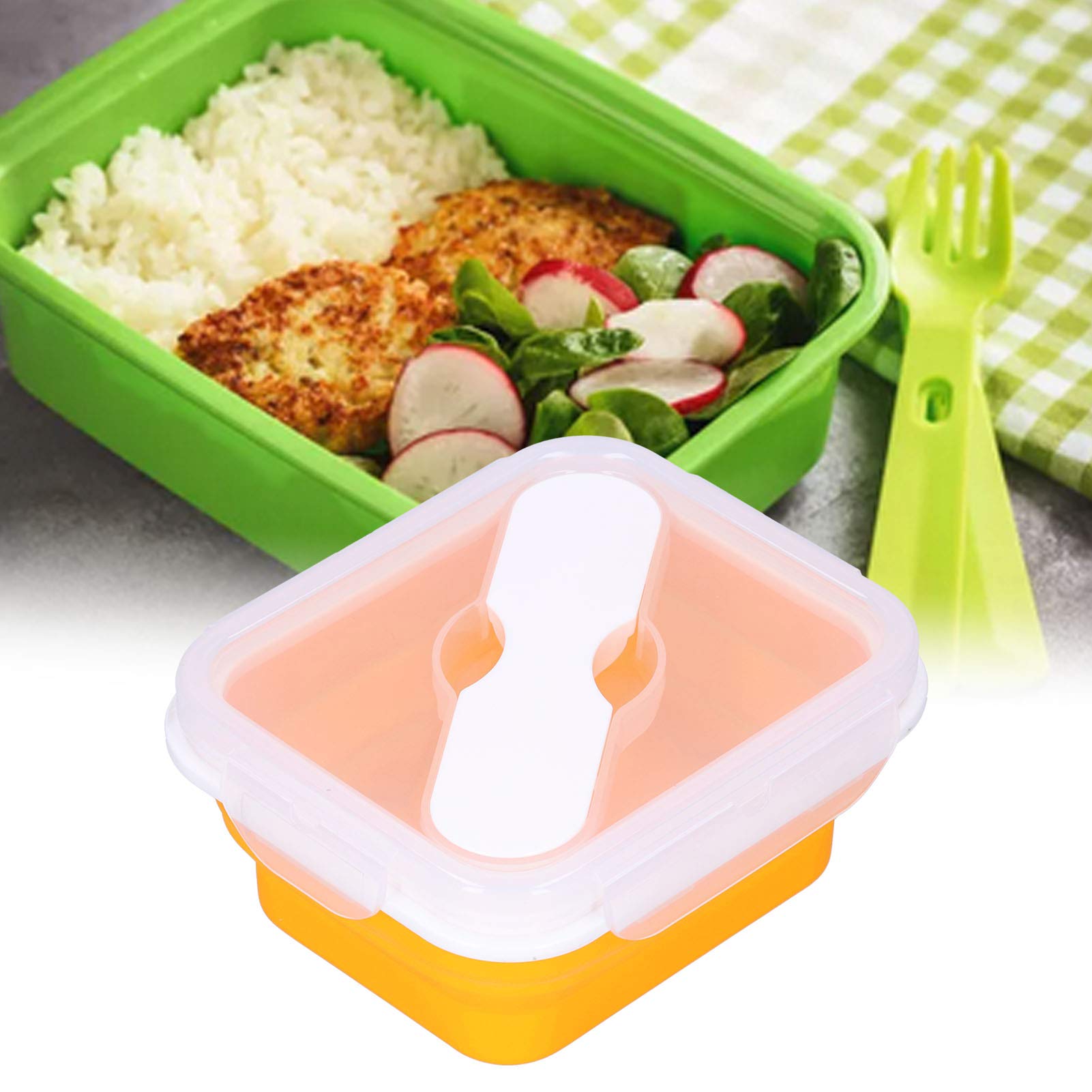 Insulated Lunch Box 600ML with Fork & Spoon - Leak Proof Thermal Food Container for School, Office, Work & Travel - BPA Free Meal Prep Bag (Orange) - Perfect for Students, Professionals & Outdoor Activities