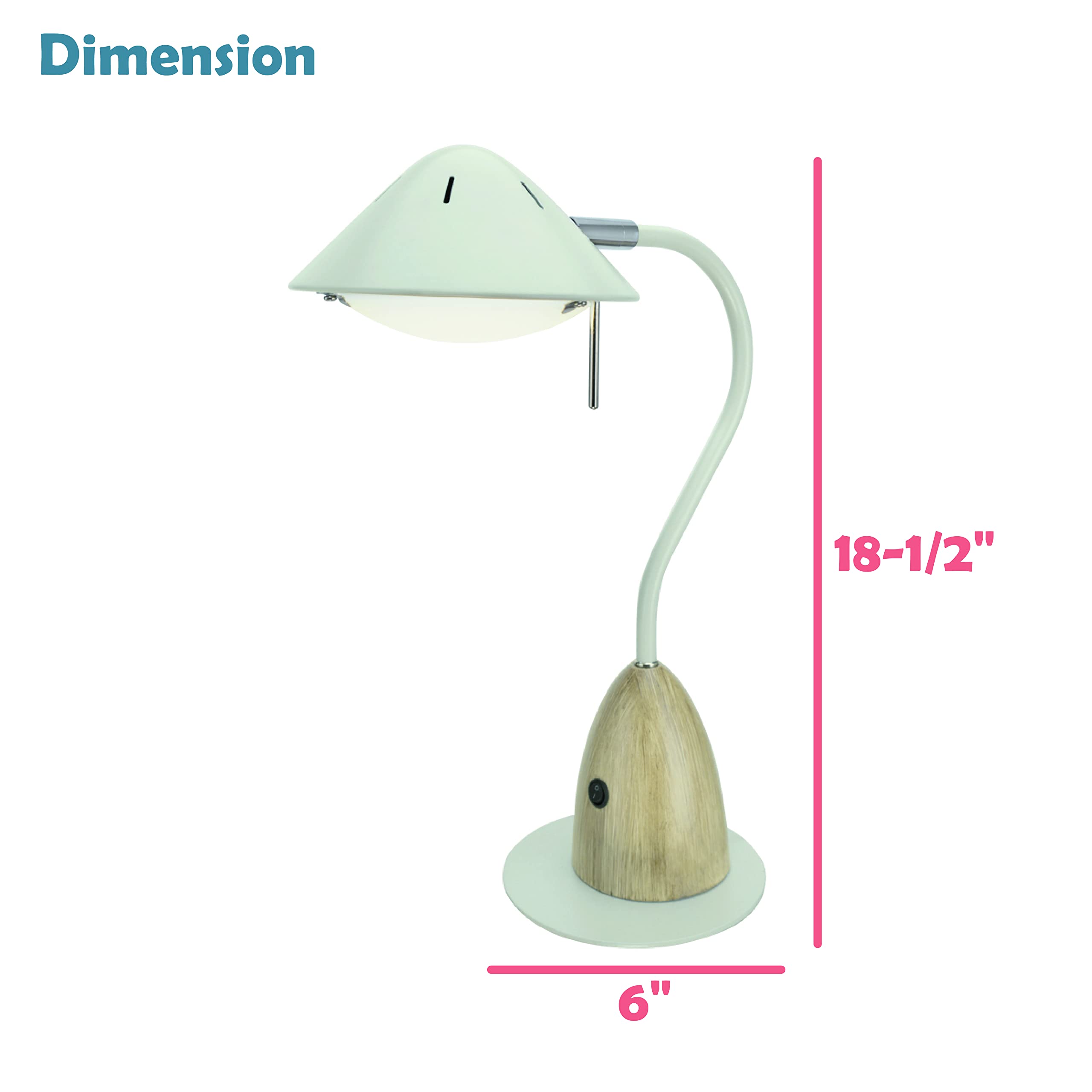 Aspen Creative 40102-1A Dimmable LED Desk Lamp - 7W Modern Wood Grain Finish Study Light, 18.5