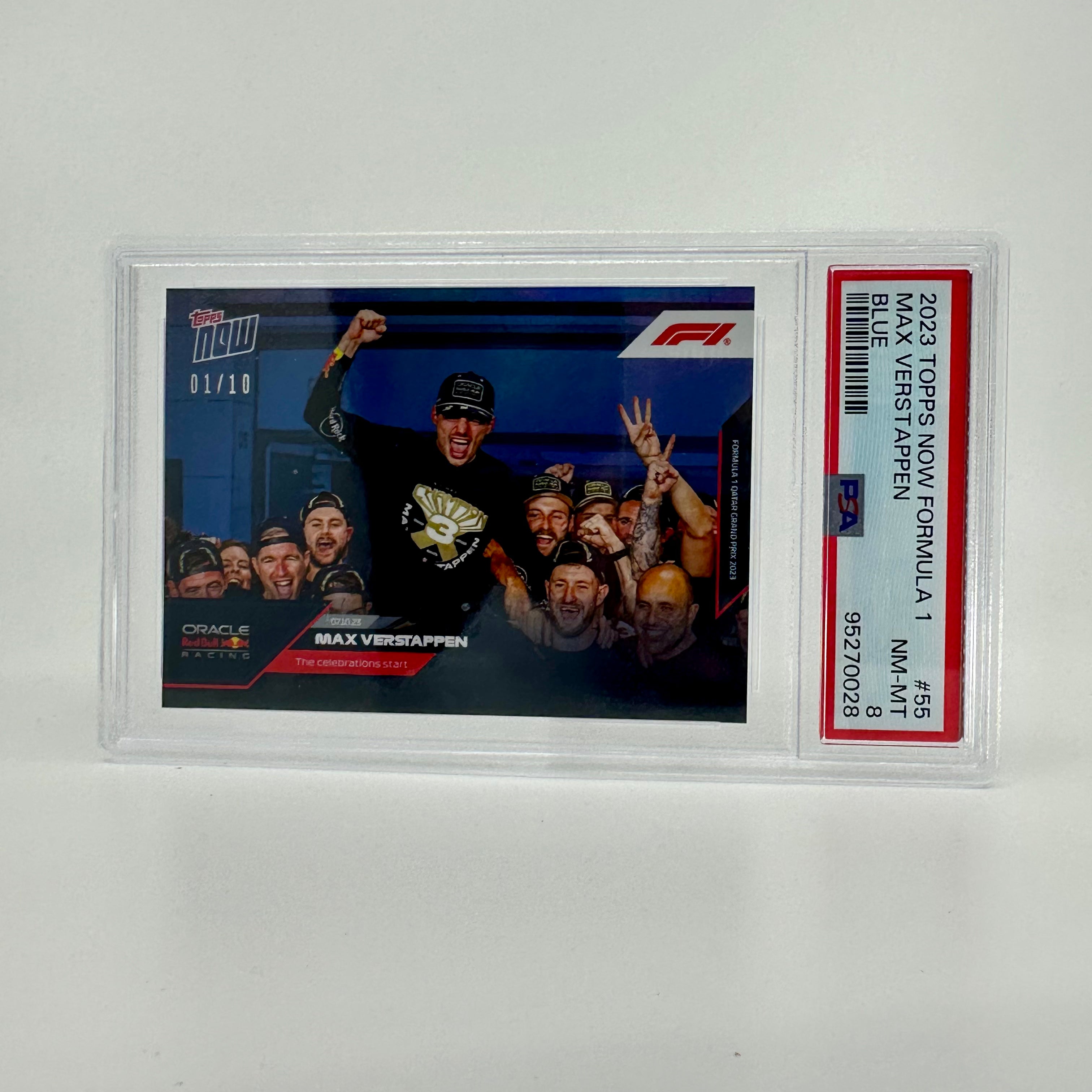PSA 8 Graded 2001/10 Max Verstappen #55 Blue F1 Racing Card - 3rd FIA Formula 1 Drivers' World Championship Collectible - Perfect for Sports Memorabilia Displays & Racing Enthusiast Collections