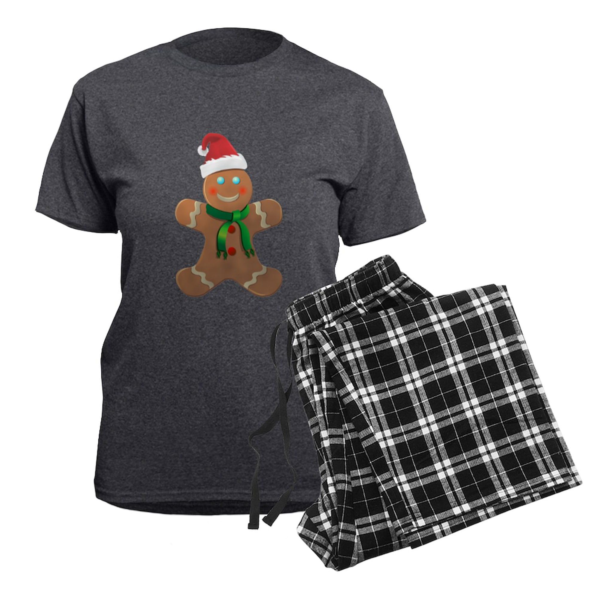Merry Christmas Gingerbread Man Women's Charcoal Pajama Set - Cozy Holiday Sleepwear for Christmas Eve & Winter Nights