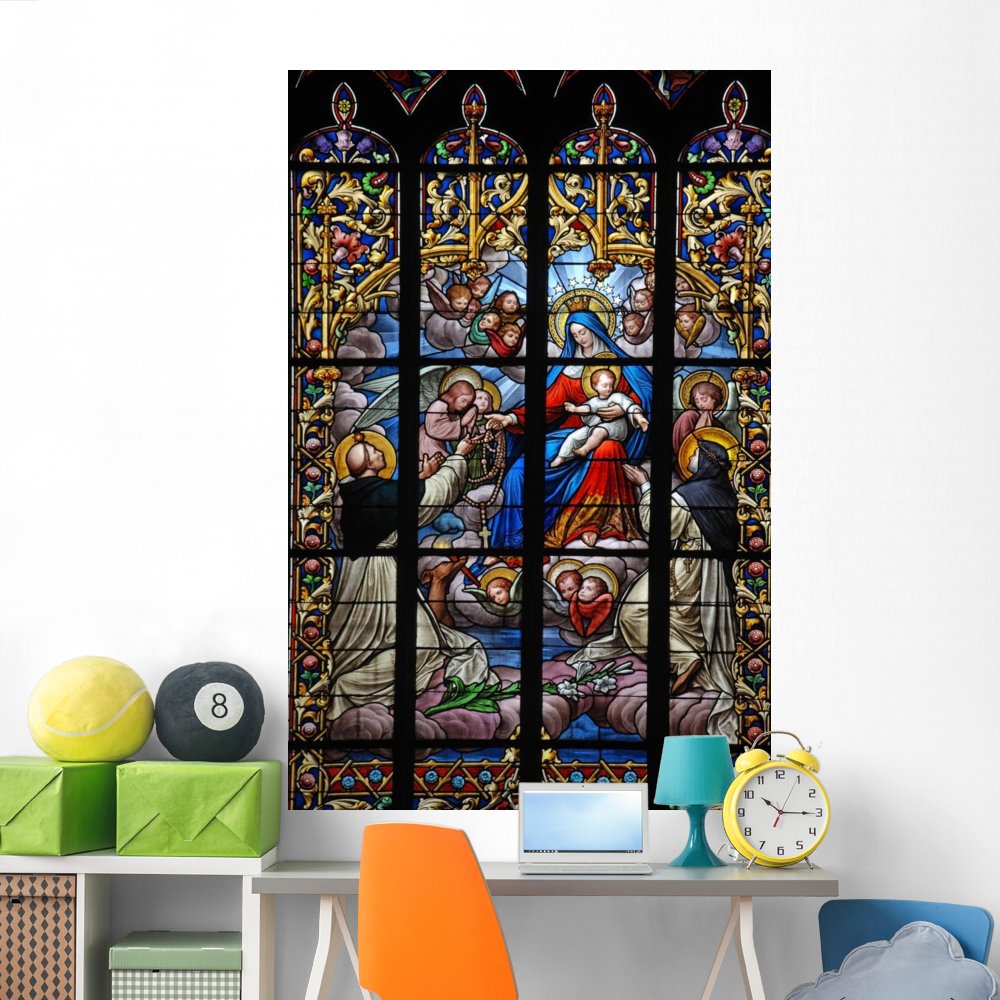 Virgin Mary and Jesus Stained Glass Wall Decal - 72