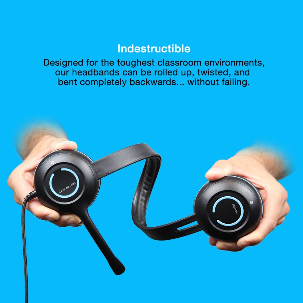 Cyber Acoustics USB Stereo Headset with Noise Cancelling Microphone - 5 Pack for PC, Laptop, Online Classes, Call Centers & Home Office (AC-5008-5) - Perfect for Remote Learning, Virtual Meetings & Customer Support Teams