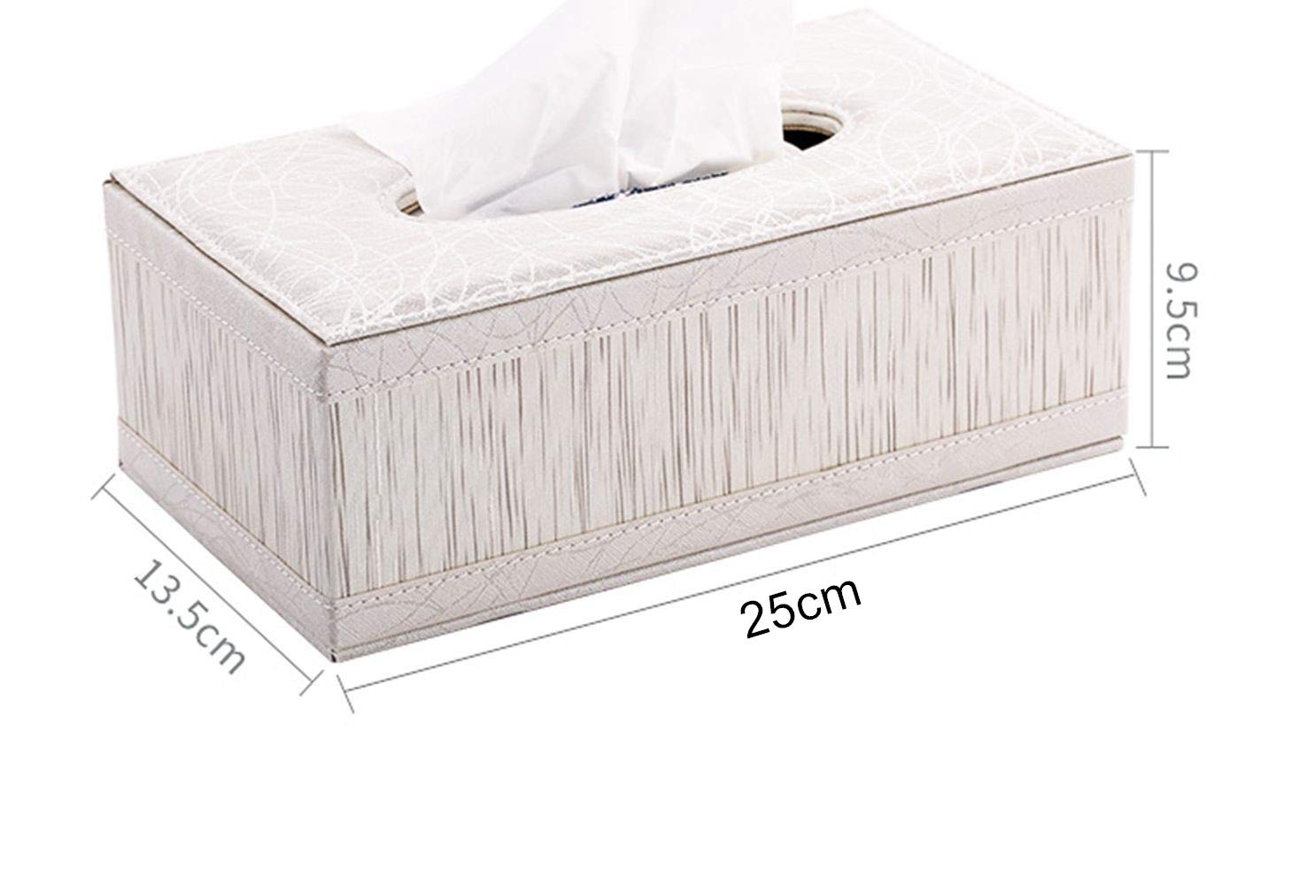 Elegant Wood Grain PU Leather Rectangular Tissue Box Cover - White | Stylish Home & Office Decor for Living Room, Bedroom, or Bathroom