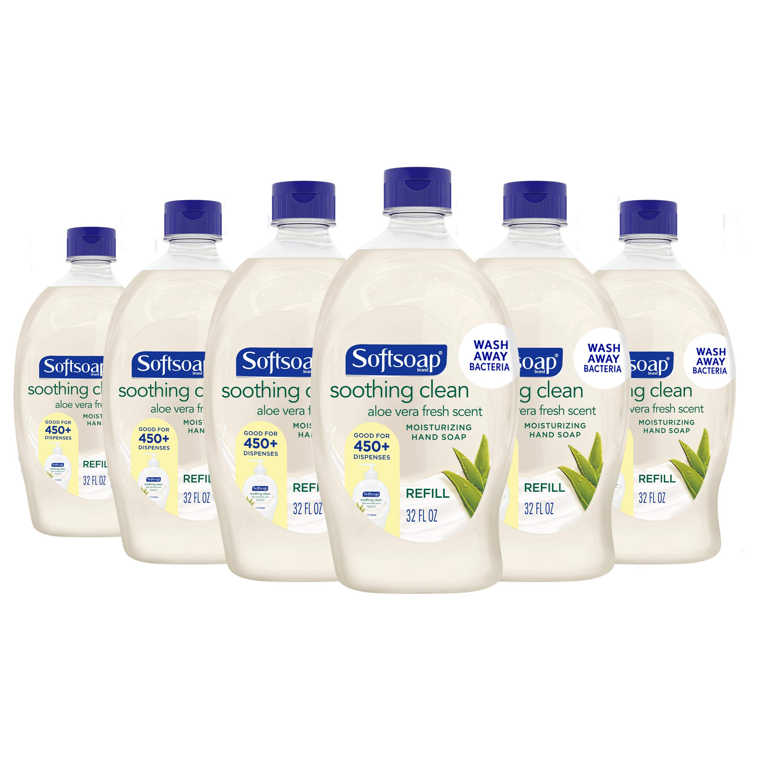 Softsoap Soothing Clean Liquid Hand Soap Refill - 32 Ounce (6 Pack) | Gentle Hand Cleanser for Home, Kitchen & Bathroom | Moisturizing & Antibacterial