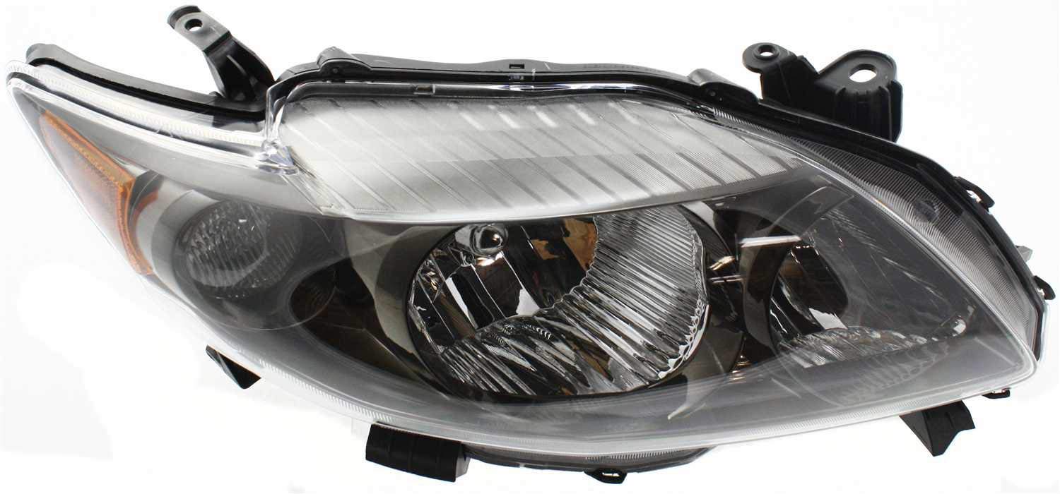 Toyota Corolla 2009-2010 Headlight Assembly - Driver & Passenger Side Halogen Replacement with Bulbs | Black Housing | Fits North American Models | Replaces OEM# 8111002680 8115002680 | Perfect for Night Driving & Vehicle Restoration Projects