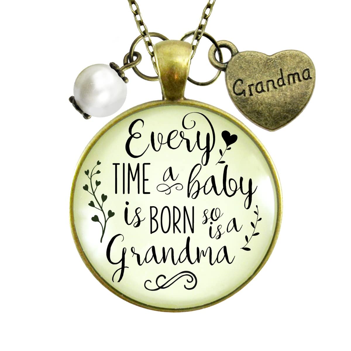 Personalized Grandma Necklace - Custom Engraved Jewelry Gift for New Grandmothers | Baby Birth Announcement Keepsake | Perfect for Mother's Day, Baby Showers & Family Celebrations