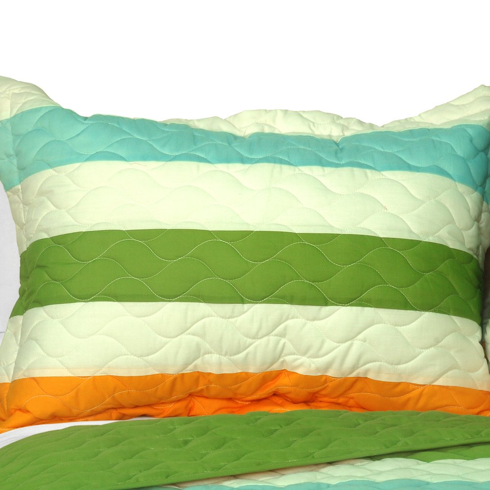 Green Rose 3-Piece Patchwork Quilt Set - Full/Queen Size Bedding - Cozy & Stylish for Master Bedroom, Guest Room & Dorm Decor