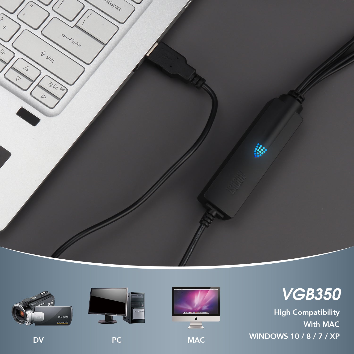 Refurbished VGB350 VHS to Digital Video Capture Card for Windows PC - Convert Hi8, SECAM, DVD to Digital Format - Perfect for Home Movies, Archiving & Video Editing