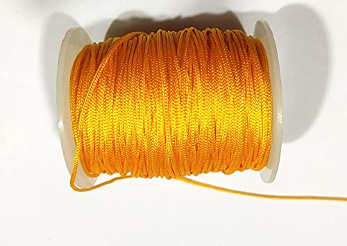 OMX 1mm Nylon Macrame Cord - 125 Meters Chinese Knotting String for Jewelry Making, Bags & DIY Crafts | Durable 1mm Thick Nylon Rope for Macrame Projects, Friendship Bracelets, Wall Hangings & Home Decor (Yellow Turmeric Laddu Color)