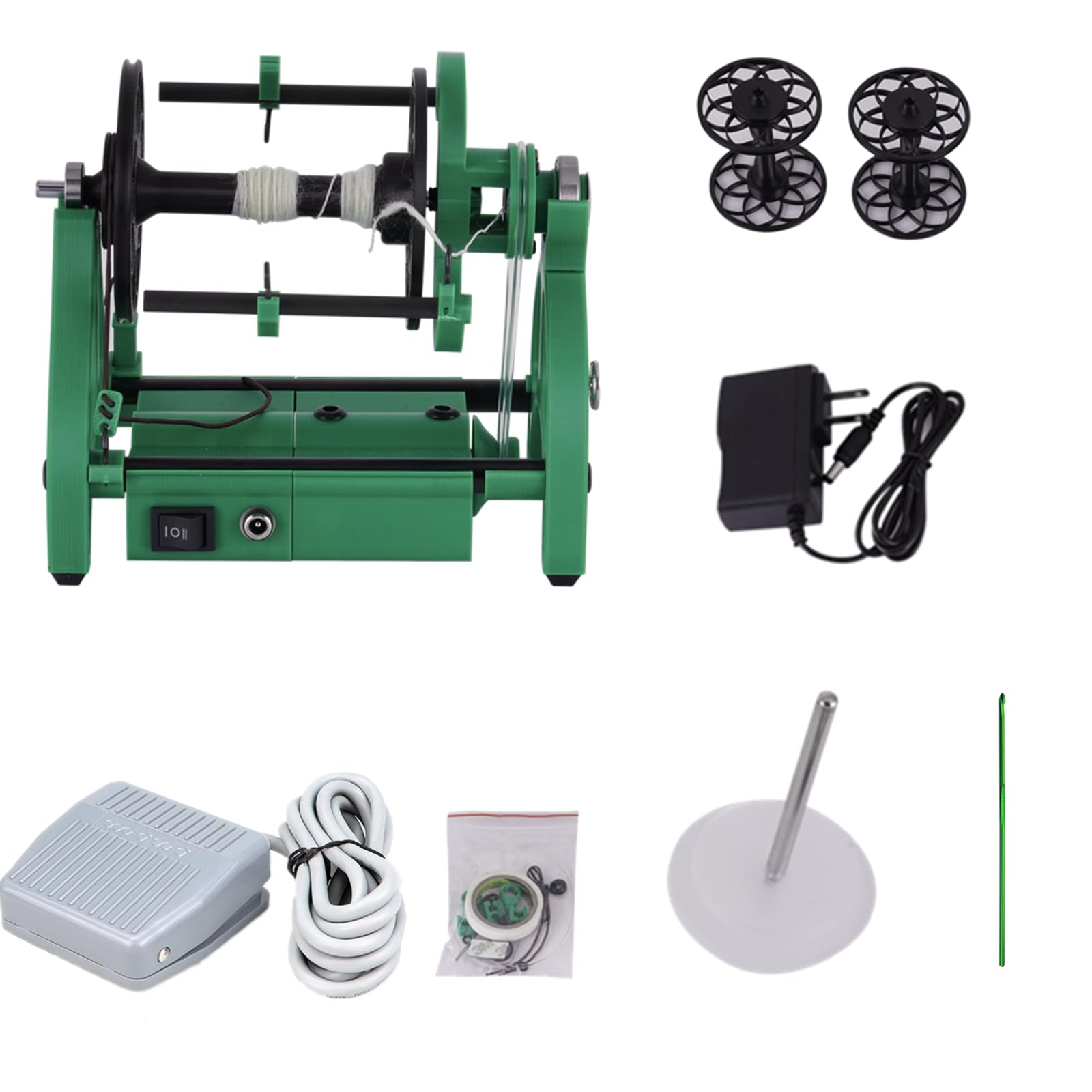 Consfly Electric Wool Spinning Wheel Machine with Foot Switch & 3 Spools - DIY Wool Roving Spinner for Yarn Making, Knitting, and Crafting - Perfect for Hand Spun Yarn, Fiber Art, and Home Craft Projects