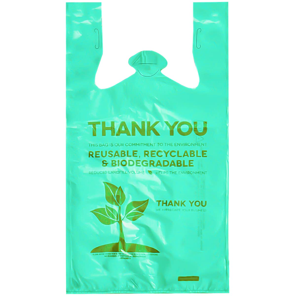 500 Pcs Biodegradable T-Shirt Plastic Bags with Handles 22