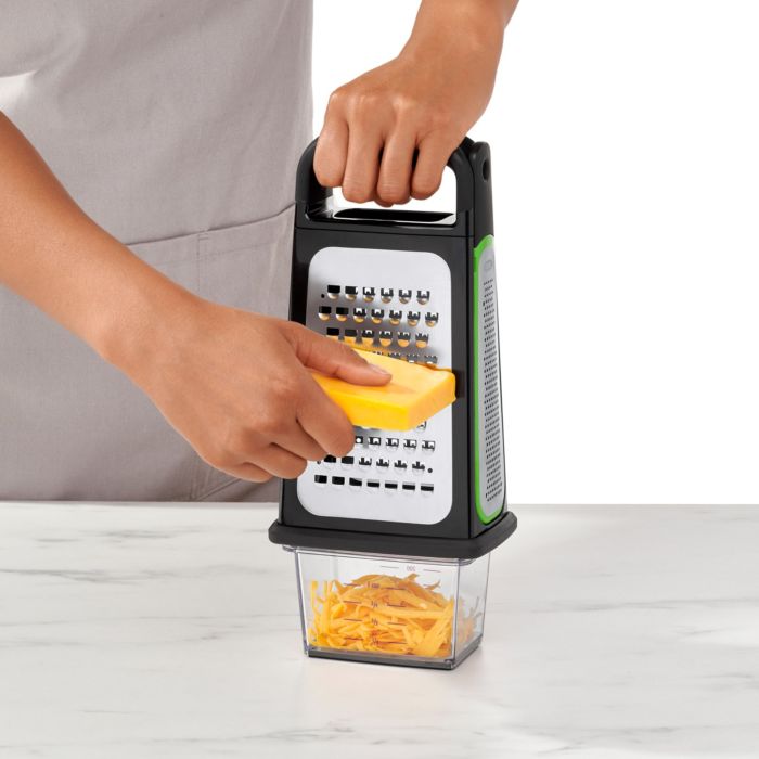 Premium Stainless Steel Box Grater with Zester - 4-Sided Multi-Function Cheese, Vegetable & Citrus Grater for Kitchen - Perfect for Grating Cheese, Zesting Lemons & Shredding Vegetables