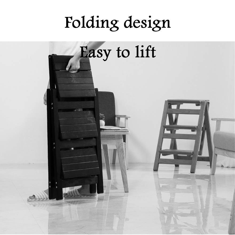 Foldable Wooden Step Stool with 3 Steps - 150kg Weight Capacity, Multi-Functional Ladder for Home, Library, Kitchen, and Office Use - Compact & Space-Saving Design