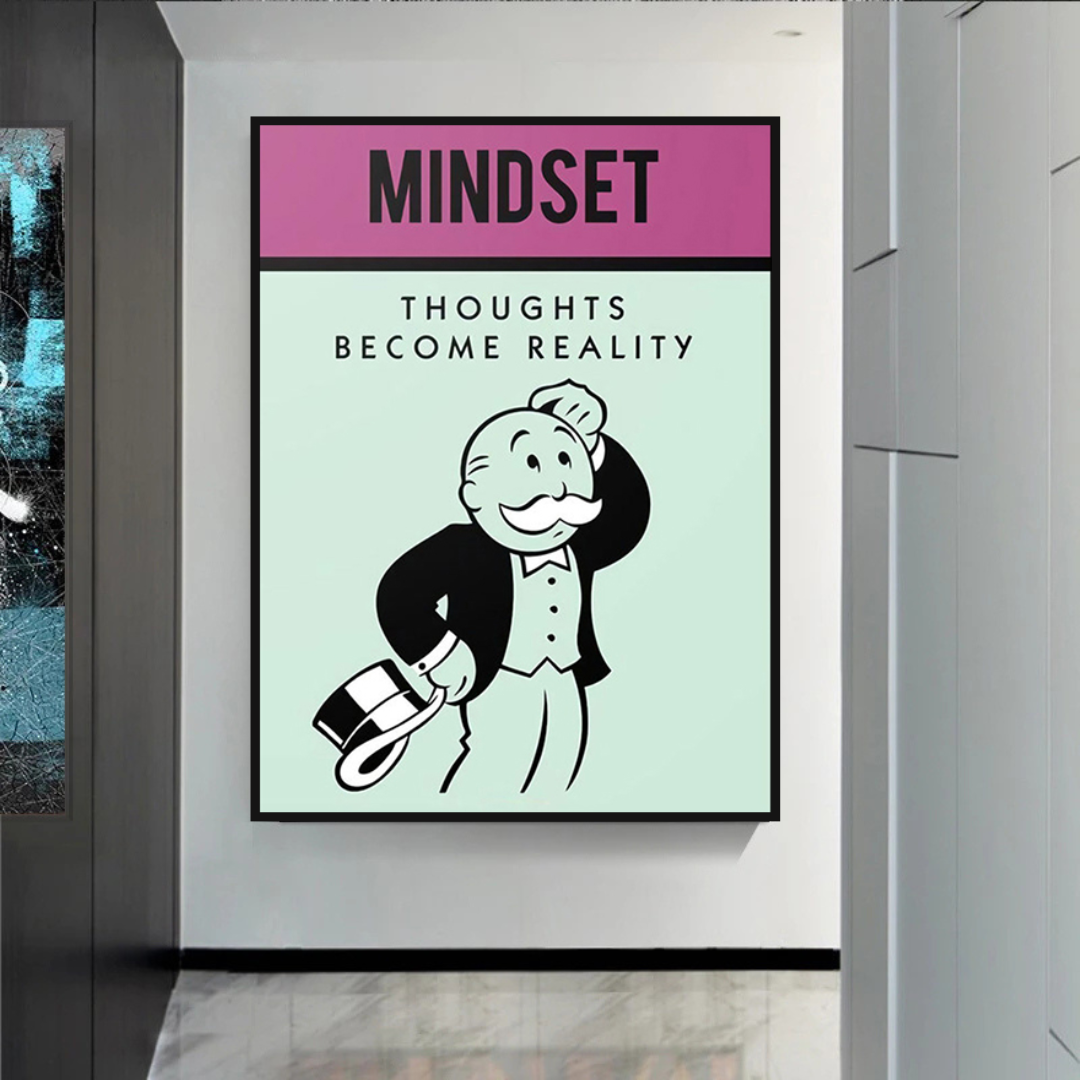 Alec Monopoly Mindset Canvas Wall Art - Modern Pop Art Painting for Home & Office Decor - Perfect for Living Room, Bedroom, or Gallery Wall Display