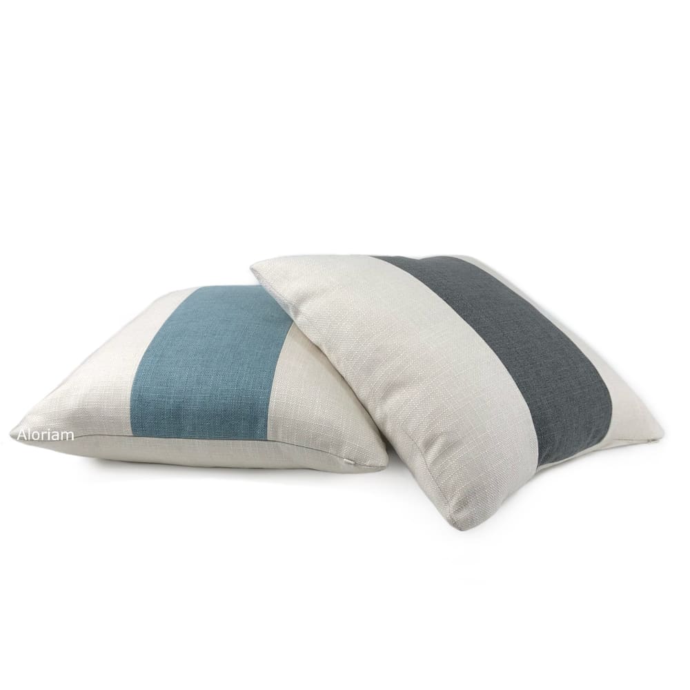 Hudson Granite Gray & Creamy White Wide Panel Stripe Pillow Cover - Decorative Throw Pillow Case for Sofa, Bed, Couch & Home Decor